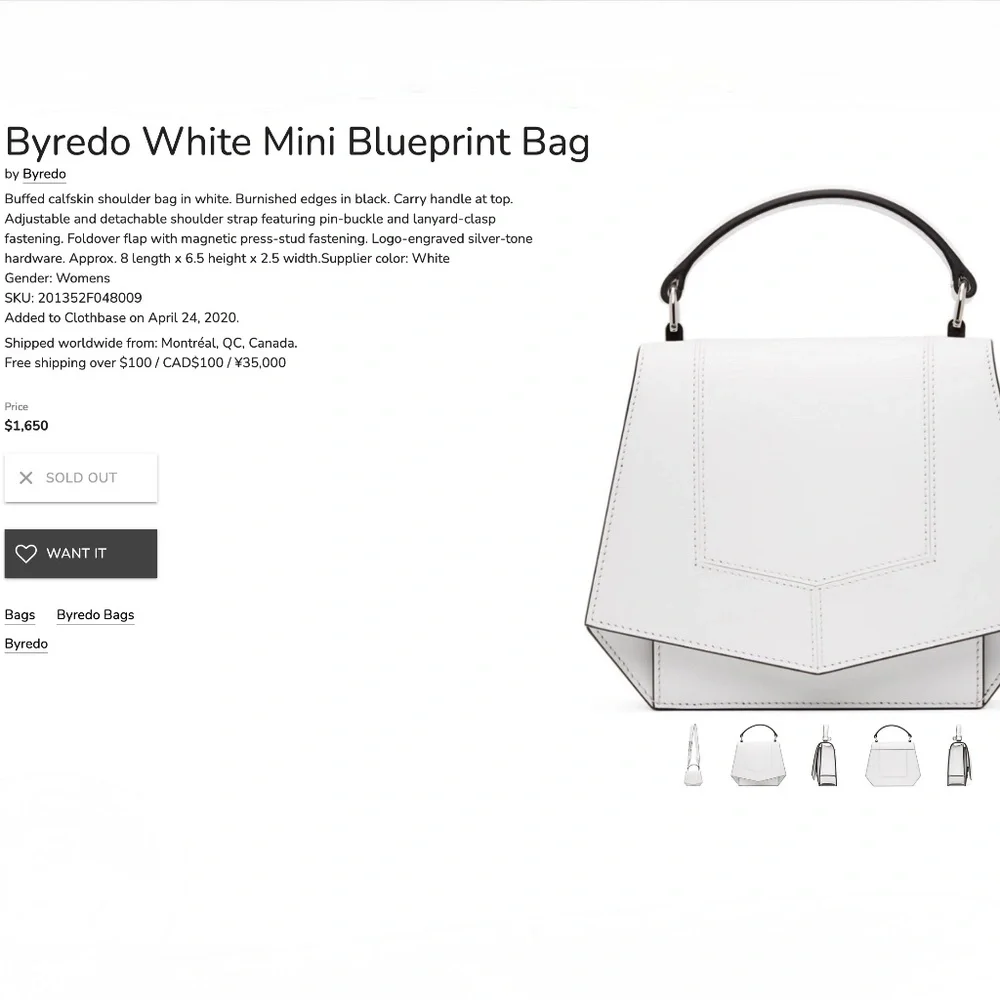 Byredo New Crossbody White Leather Shoulder Bag